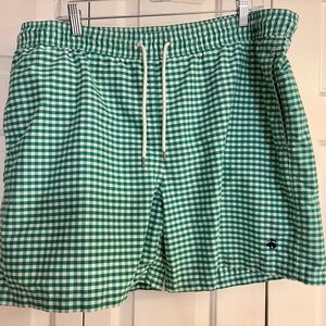 Green gingham swim shorts